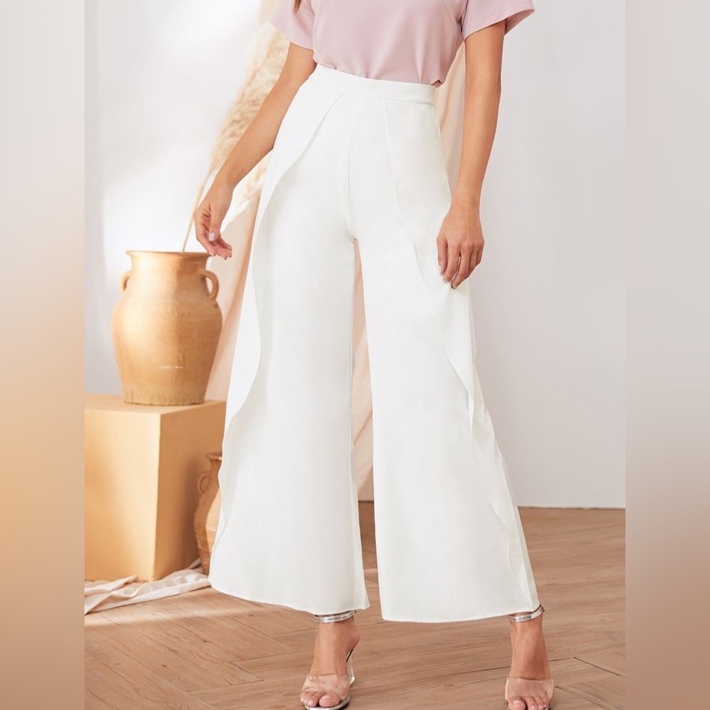 Wide Leg Pants with Ruffle Trim - Picture 3 of 15